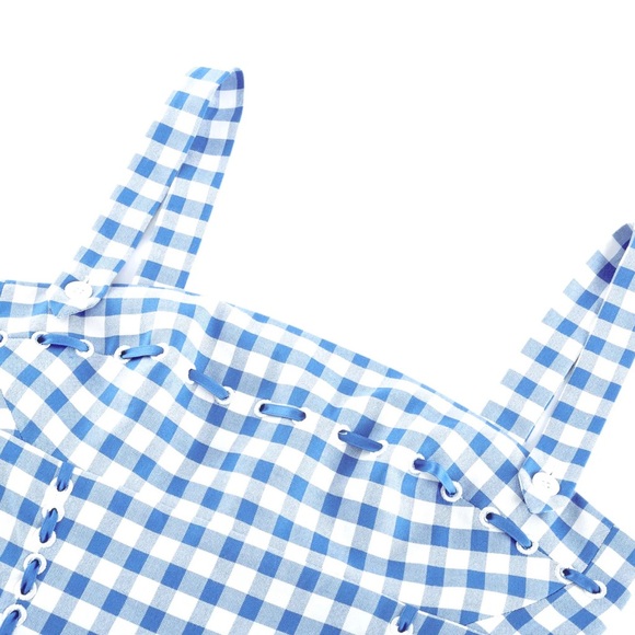 Blue Gingham Midi Dress - Picture 7 of 13